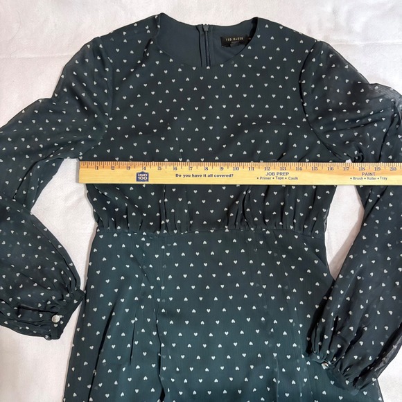 Ted Baker London Kobie‎ Heart Dot Chiffon Long Sleeve Minidress Sheer Chiffon - Picture 12 of 15